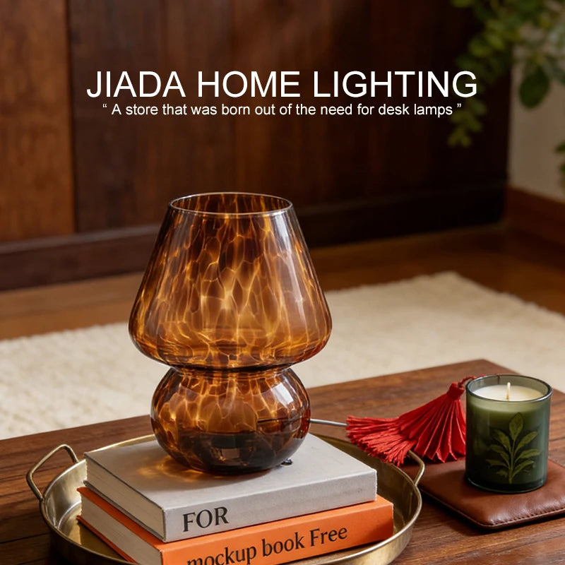 Amber Glass Mushroom Lamp