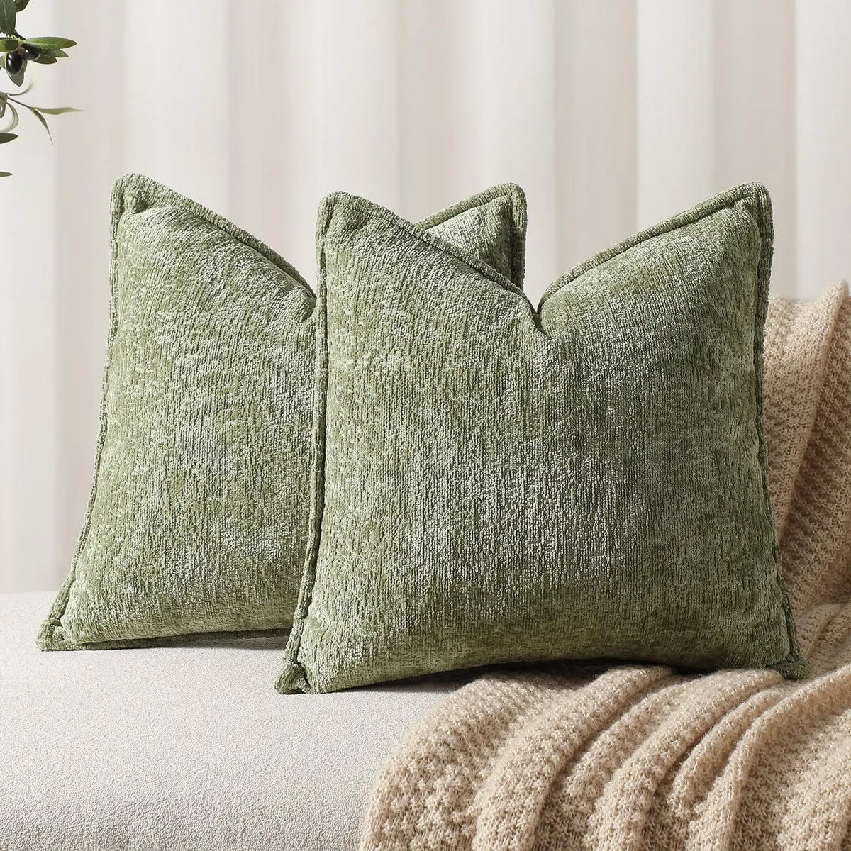Moss Chenille Pillow Cover