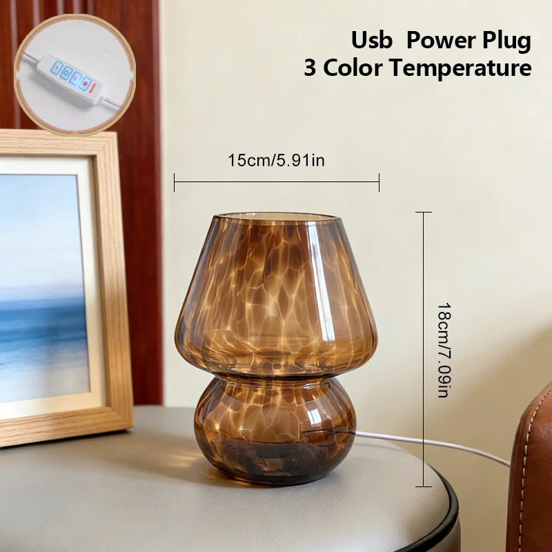 Amber Glass Mushroom Lamp