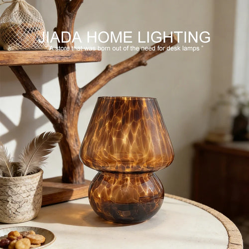 Amber Glass Mushroom Lamp