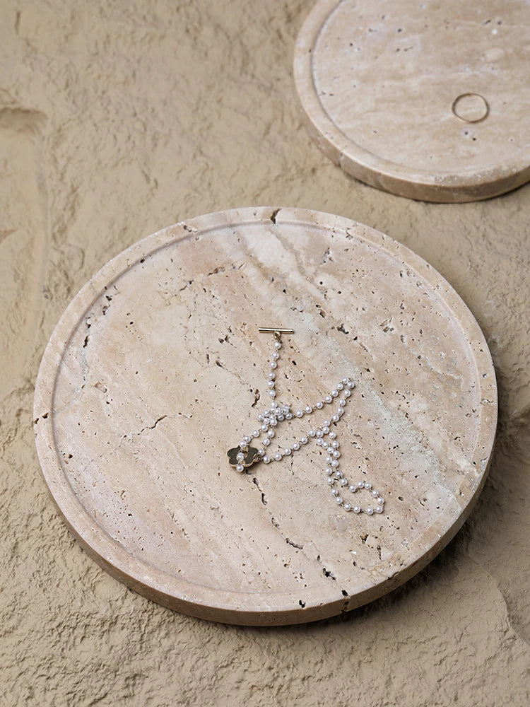 Round Travertine Tray
